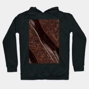 Dark Brown Ornamental Leather Stripes, natural and ecological leather print #56 Hoodie